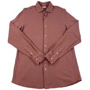 Luca Faloni Cotton Piquet Siena Shirt Peach Made in Italy Men's 17/2XL Luxurious